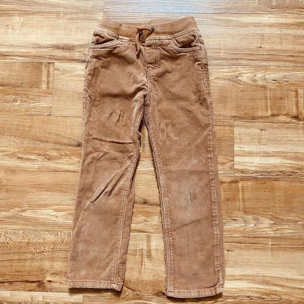 Hanna Andersson Boys 6/7 Tan Brown Pull On Pinwale Corduroy Pants Soft 120cm